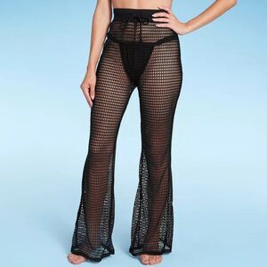 Shade & Shore Women's Crochet Cover Up Pants Black Size XS (0-2)